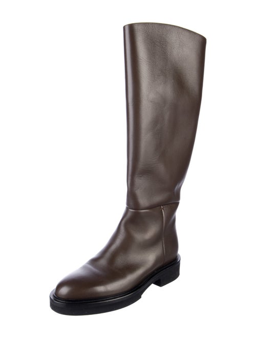 Khaite Leather Colorblock Pattern Riding Boots