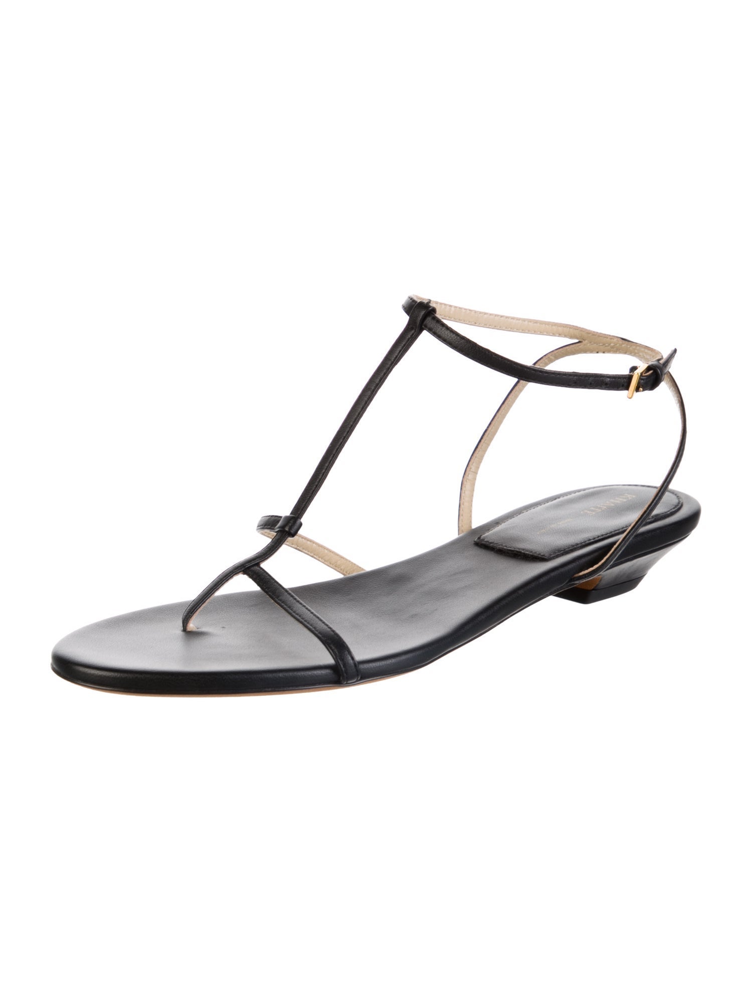 Khaite Leather T-Strap Sandals