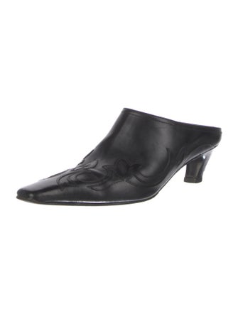 Khaite Leather Embroidered Accent Mules