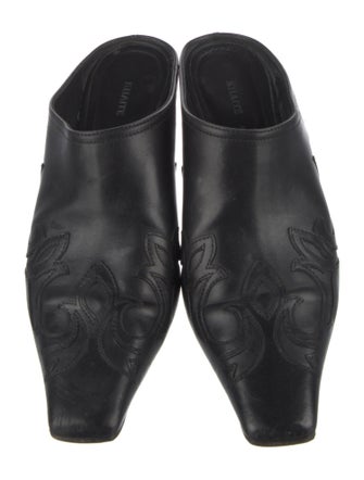 Khaite Leather Embroidered Accent Mules