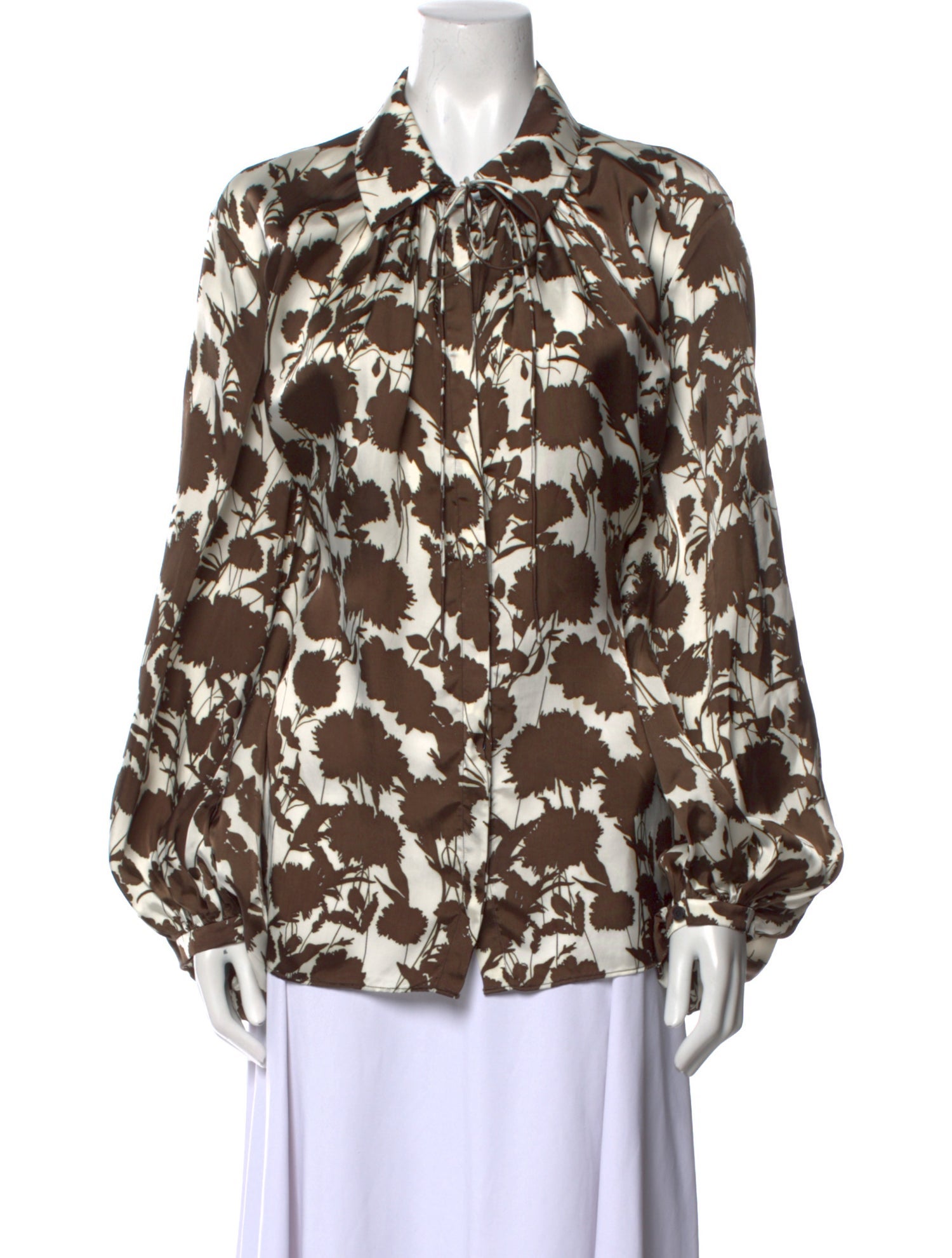 Khaite Printed Long Sleeve Button-Up Top