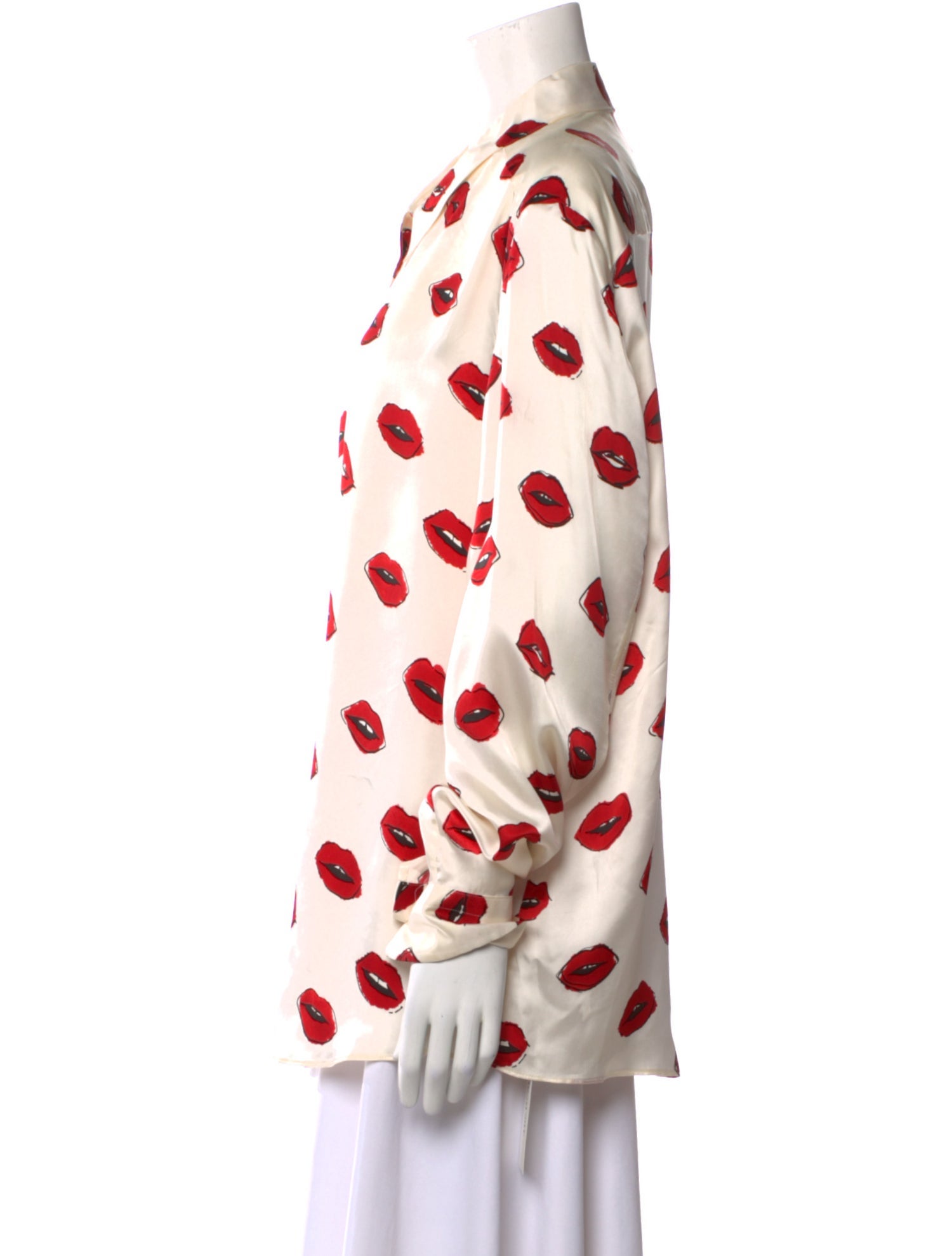 Khaite Printed Long Sleeve Button-Up Top