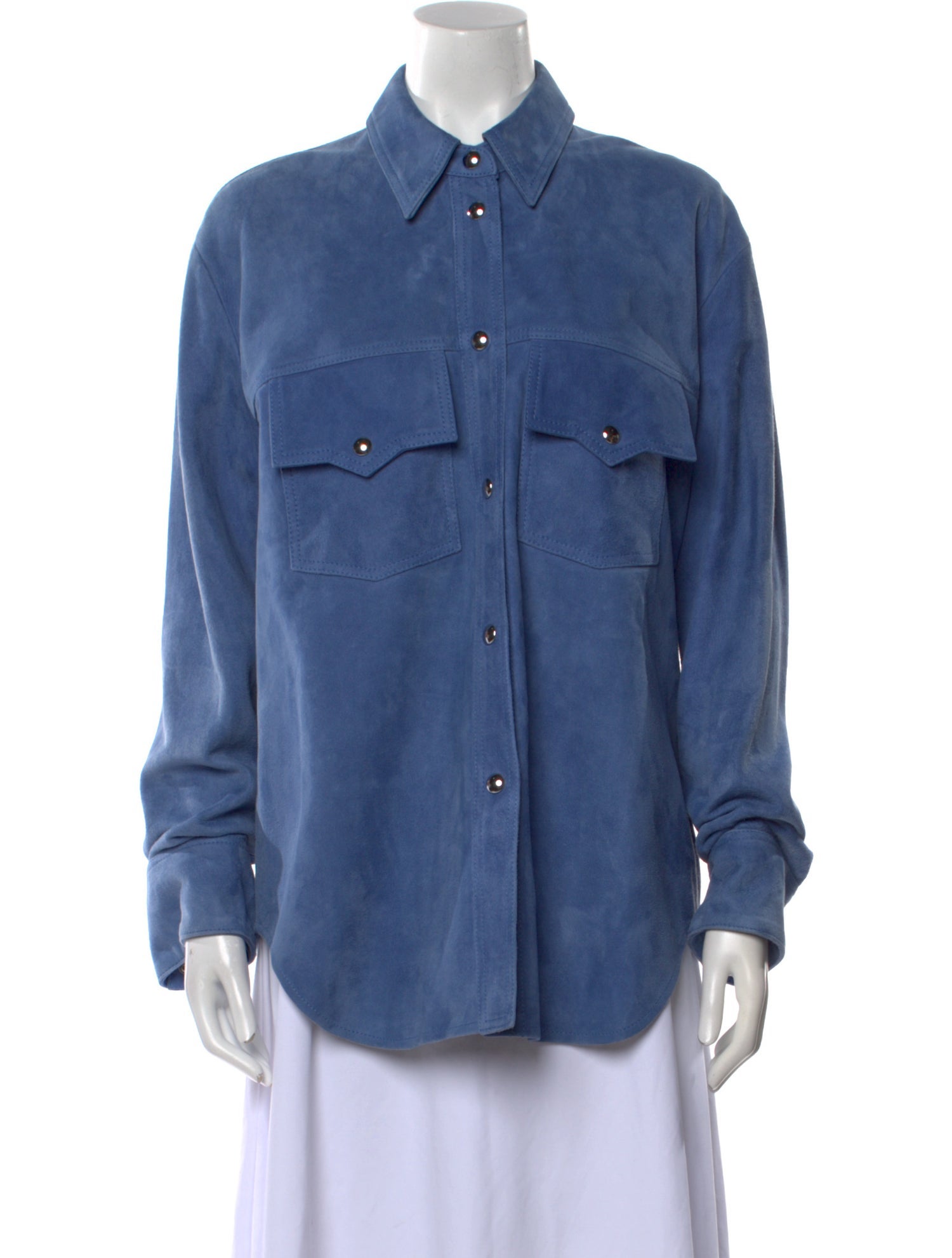 Khaite Leather Long Sleeve Button-Up Top w/ Tags