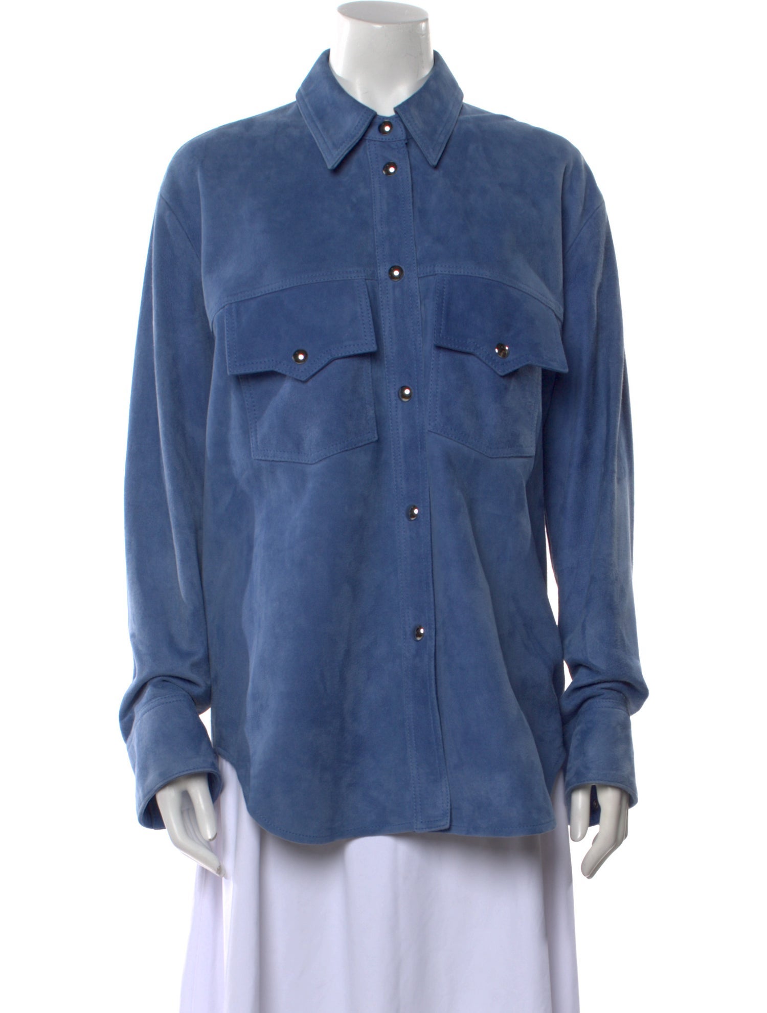 Khaite Leather Long Sleeve Button-Up Top w/ Tags