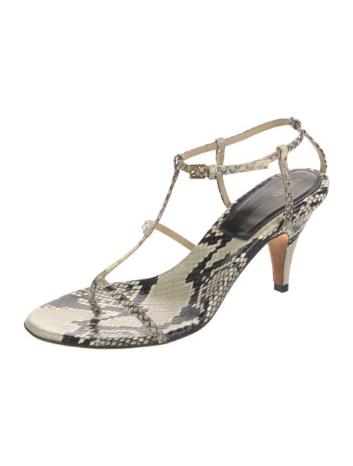 Khaite Embossed Leather Animal Print T-Strap Sandals