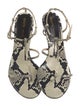 Khaite Embossed Leather Animal Print T-Strap Sandals