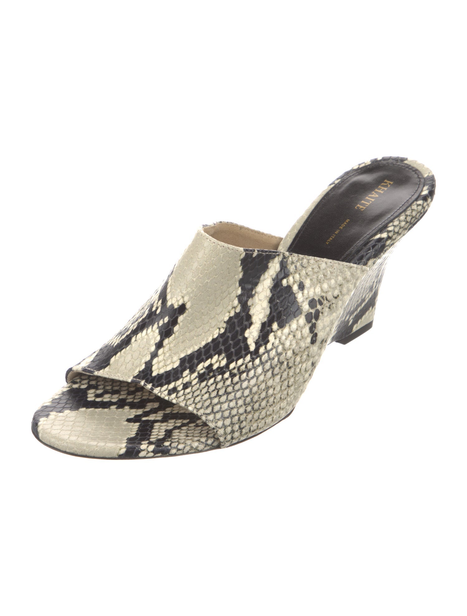 Khaite Embossed Leather Animal Print Slides