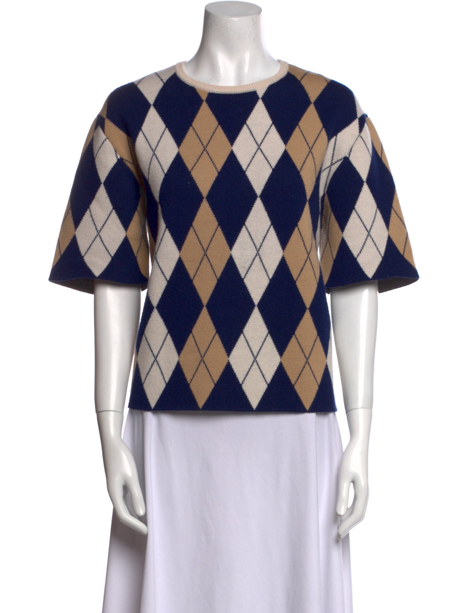 Khaite Plaid Print Crew Neck Top