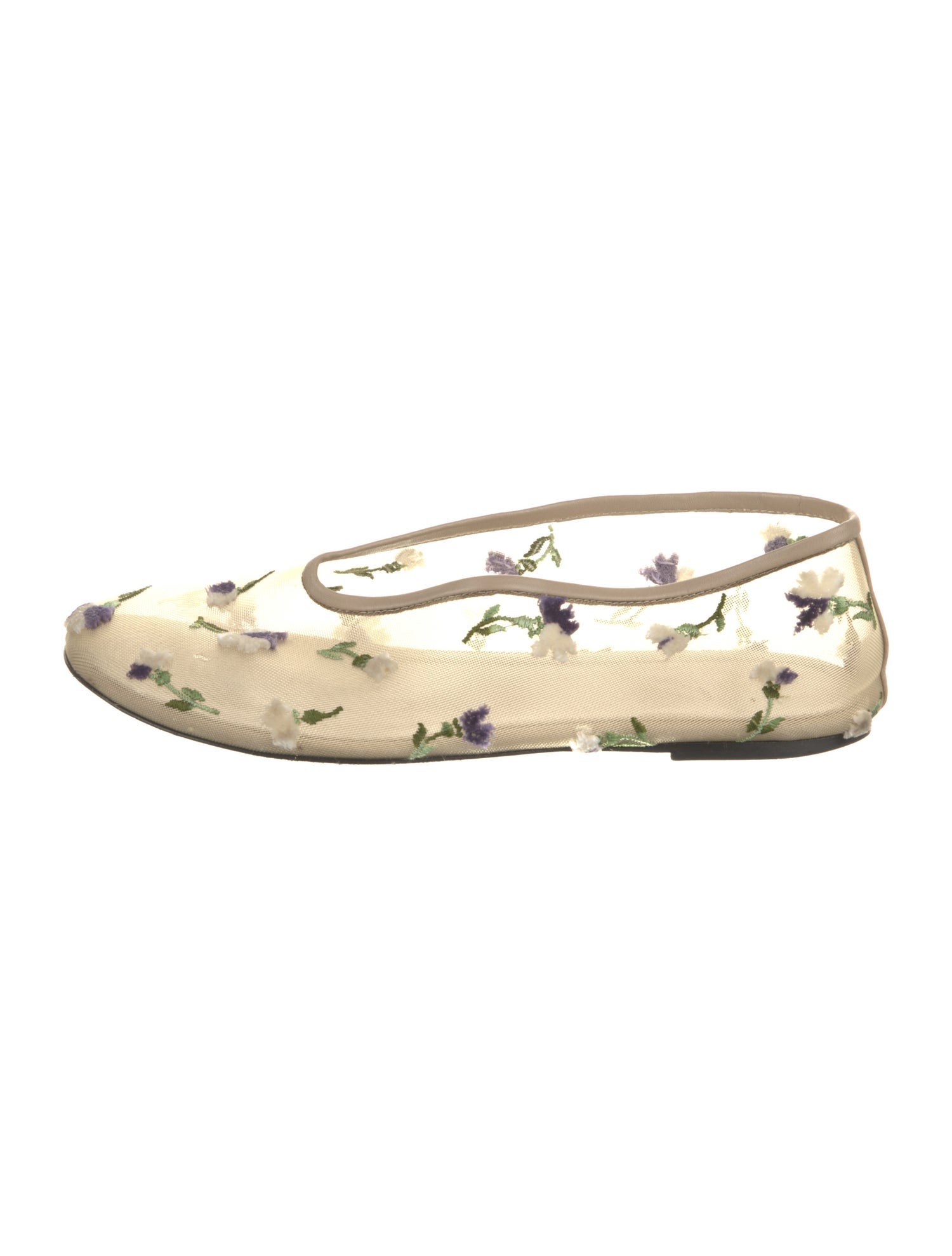 Khaite Mesh Floral Print Ballet Flats