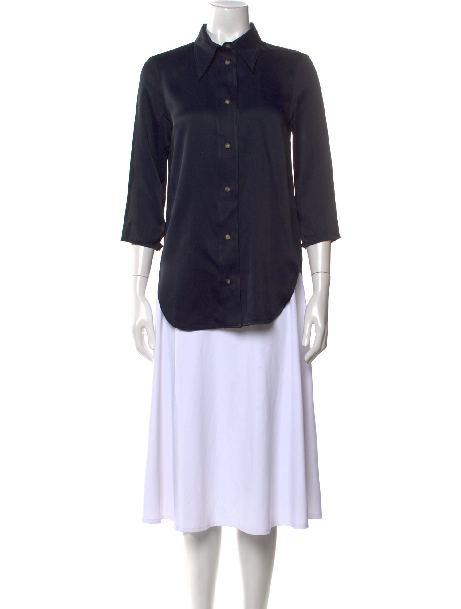 Khaite Three-Quarter Sleeve Button-Up Top