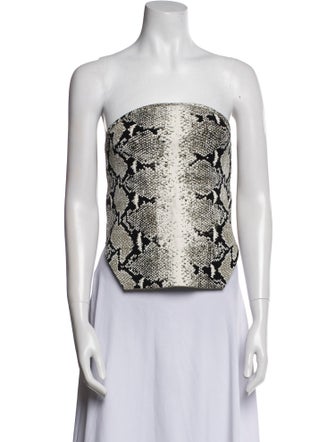 Khaite Animal Print Strapless Crop Top