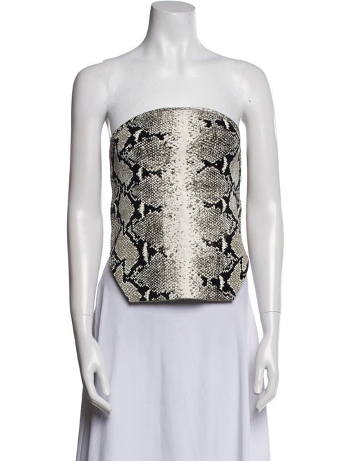 Khaite Animal Print Strapless Crop Top