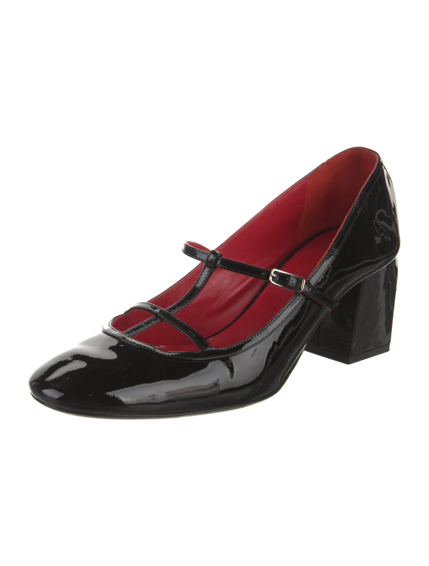 Khaite Patent Leather T-Strap Pumps
