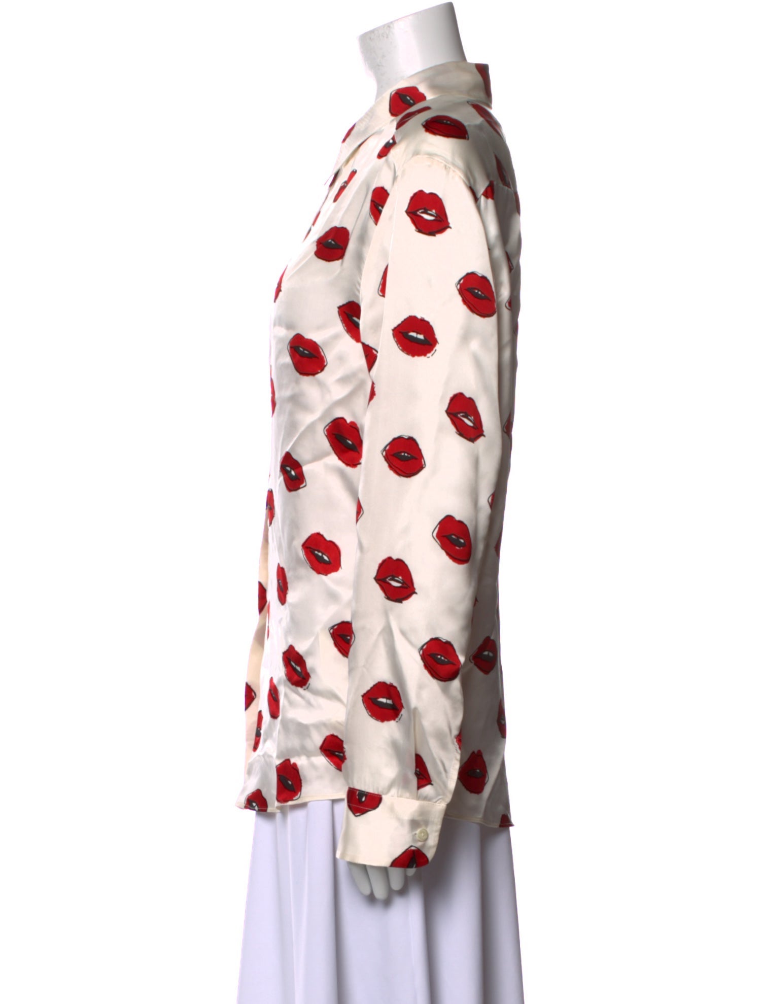 Khaite Printed Long Sleeve Button-Up Top