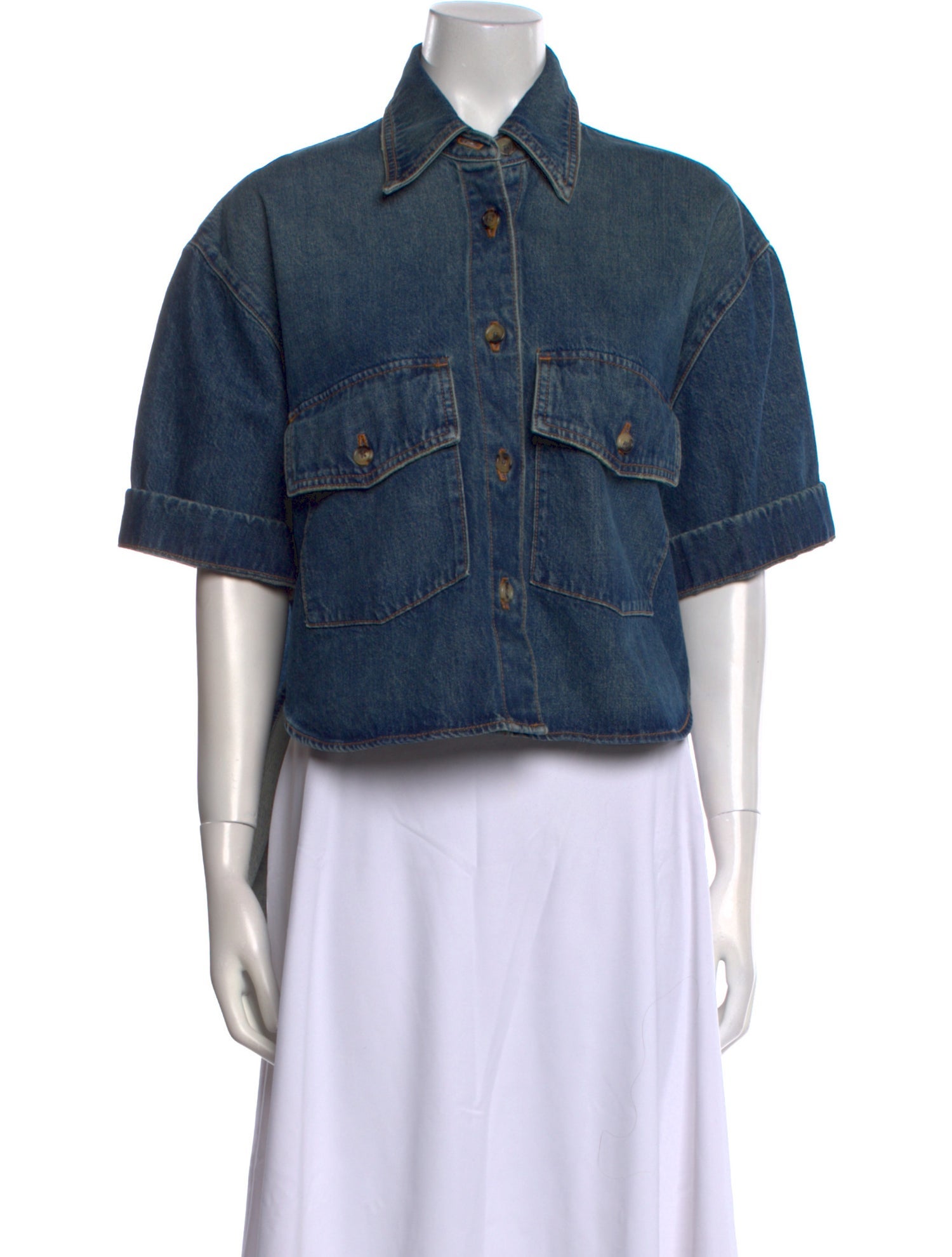 Khaite Short Sleeve Button-Up Top