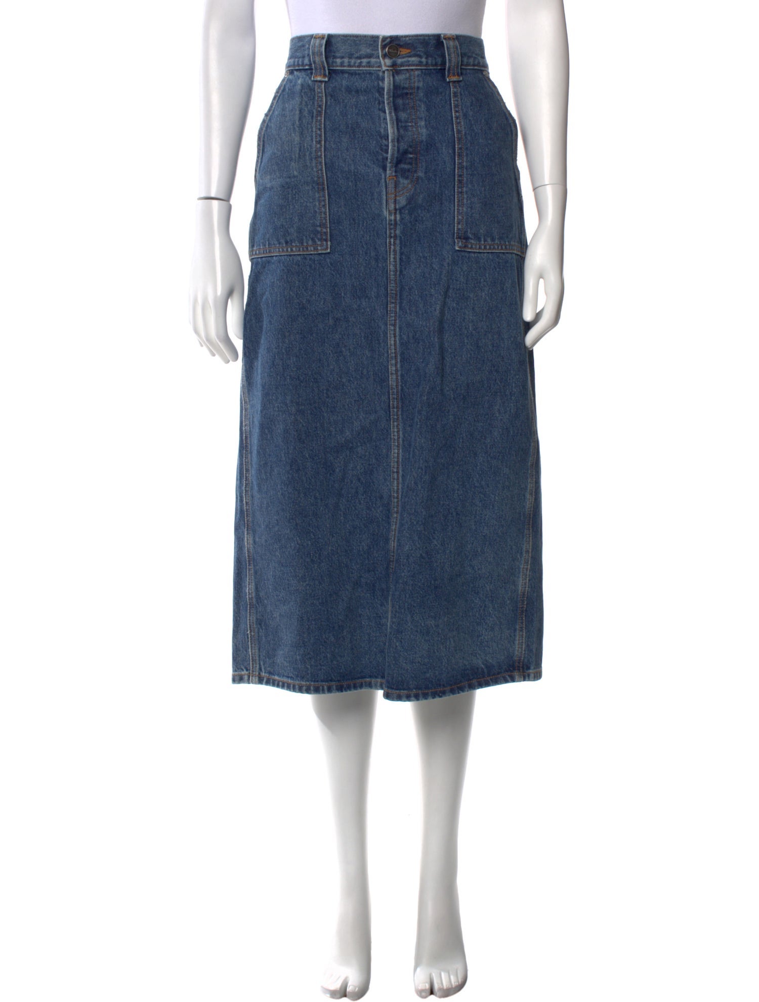 Khaite Embroidered Accent Midi Length Skirt