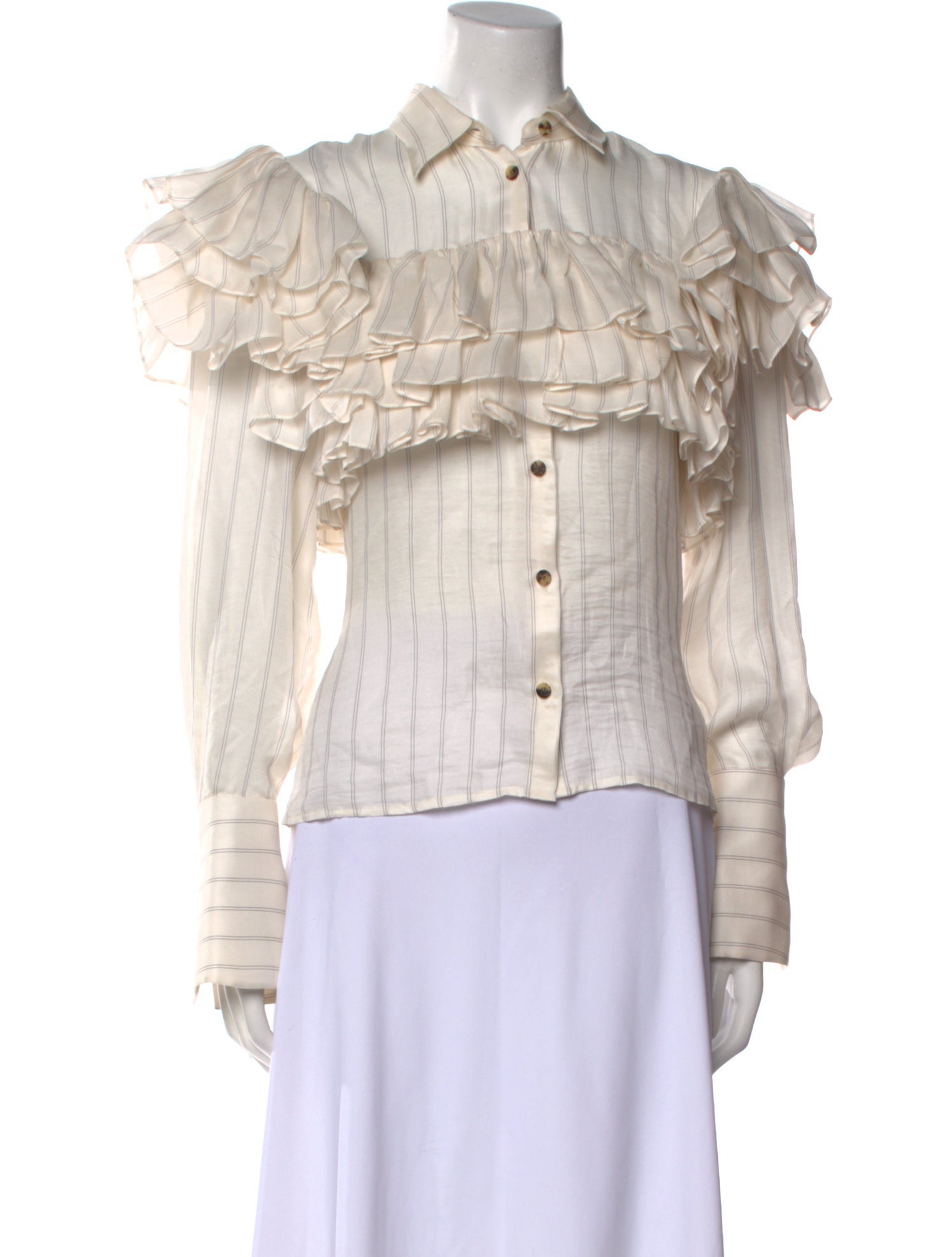 Khaite Silk Long Sleeve Button-Up Top