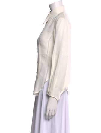 Khaite Linen Three-Quarter Sleeve Button-Up Top