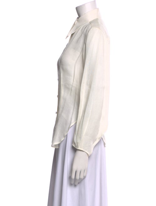 Khaite Linen Three-Quarter Sleeve Button-Up Top