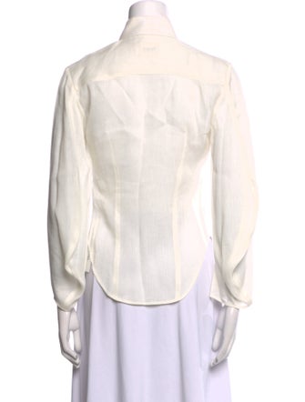 Khaite Linen Three-Quarter Sleeve Button-Up Top