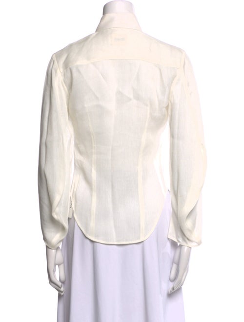 Khaite Linen Three-Quarter Sleeve Button-Up Top