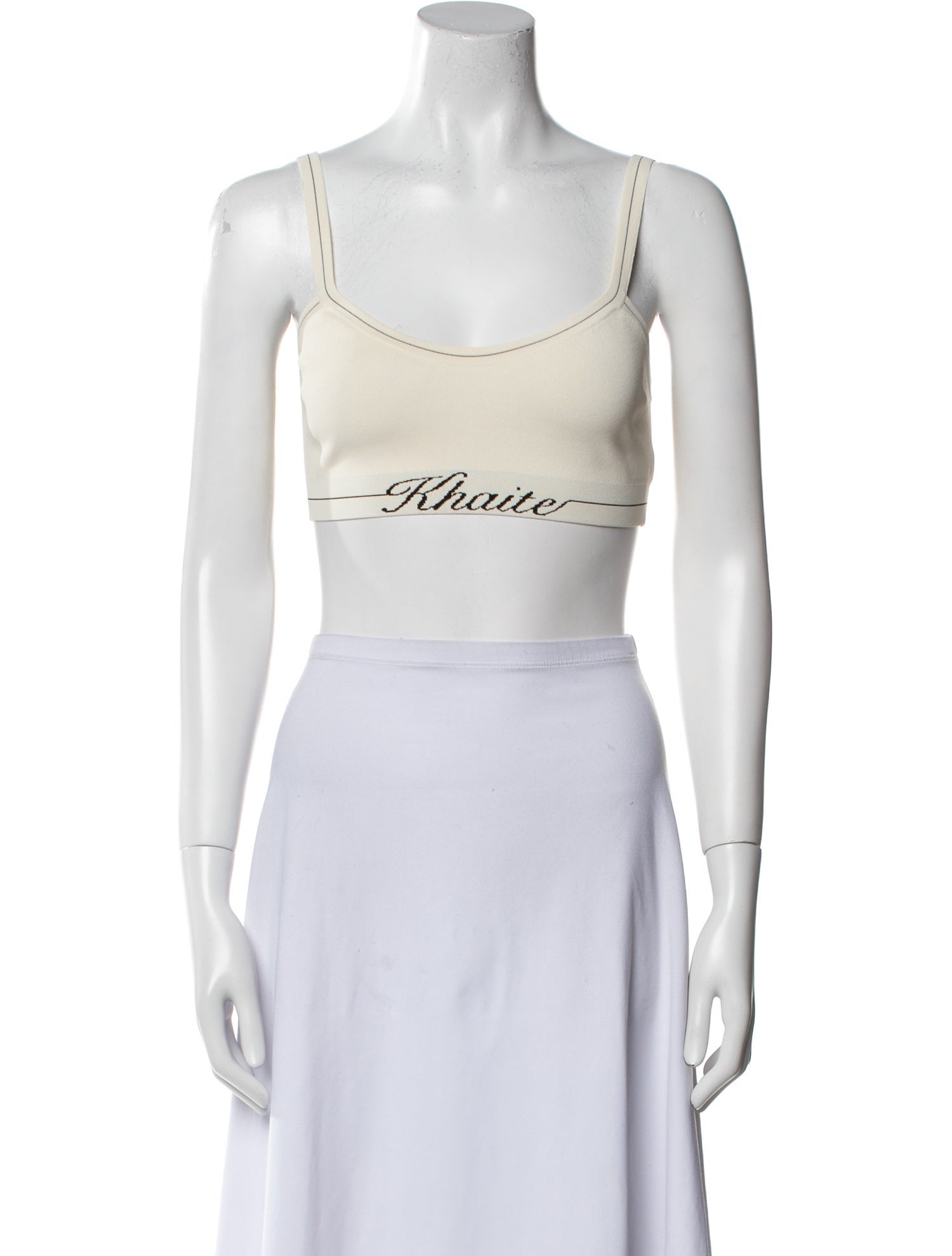 Khaite Graphic Print Scoop Neck Crop Top