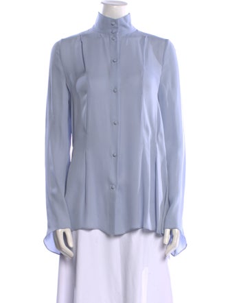 Khaite Silk Mock Neck Button-Up Top