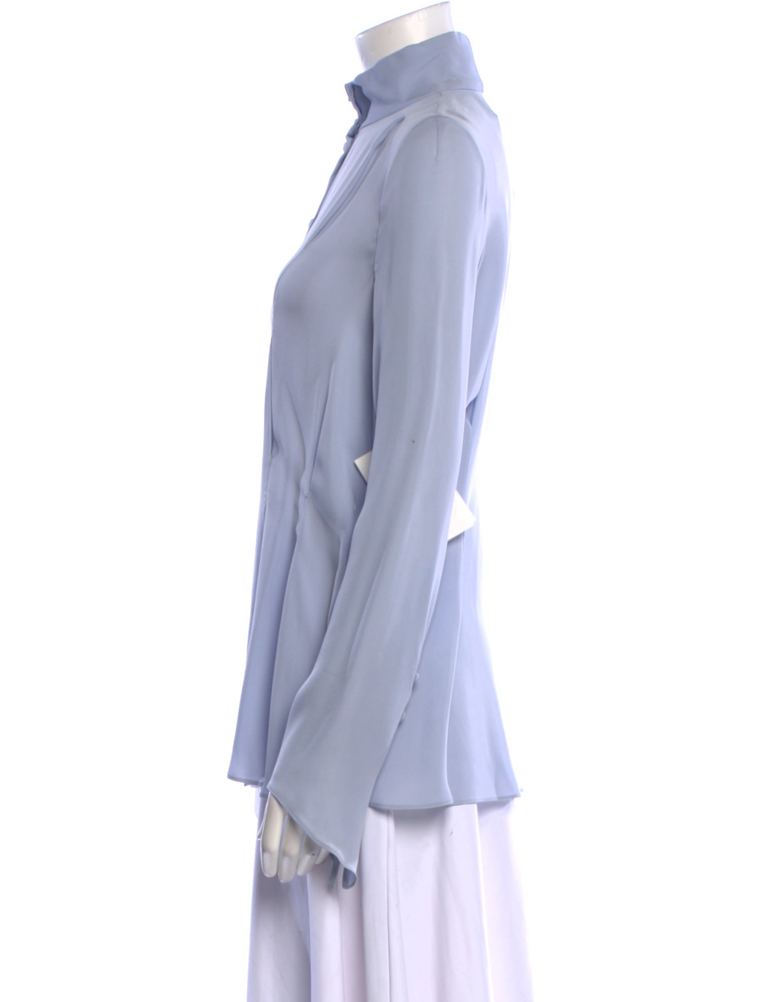 Khaite Silk Mock Neck Button-Up Top