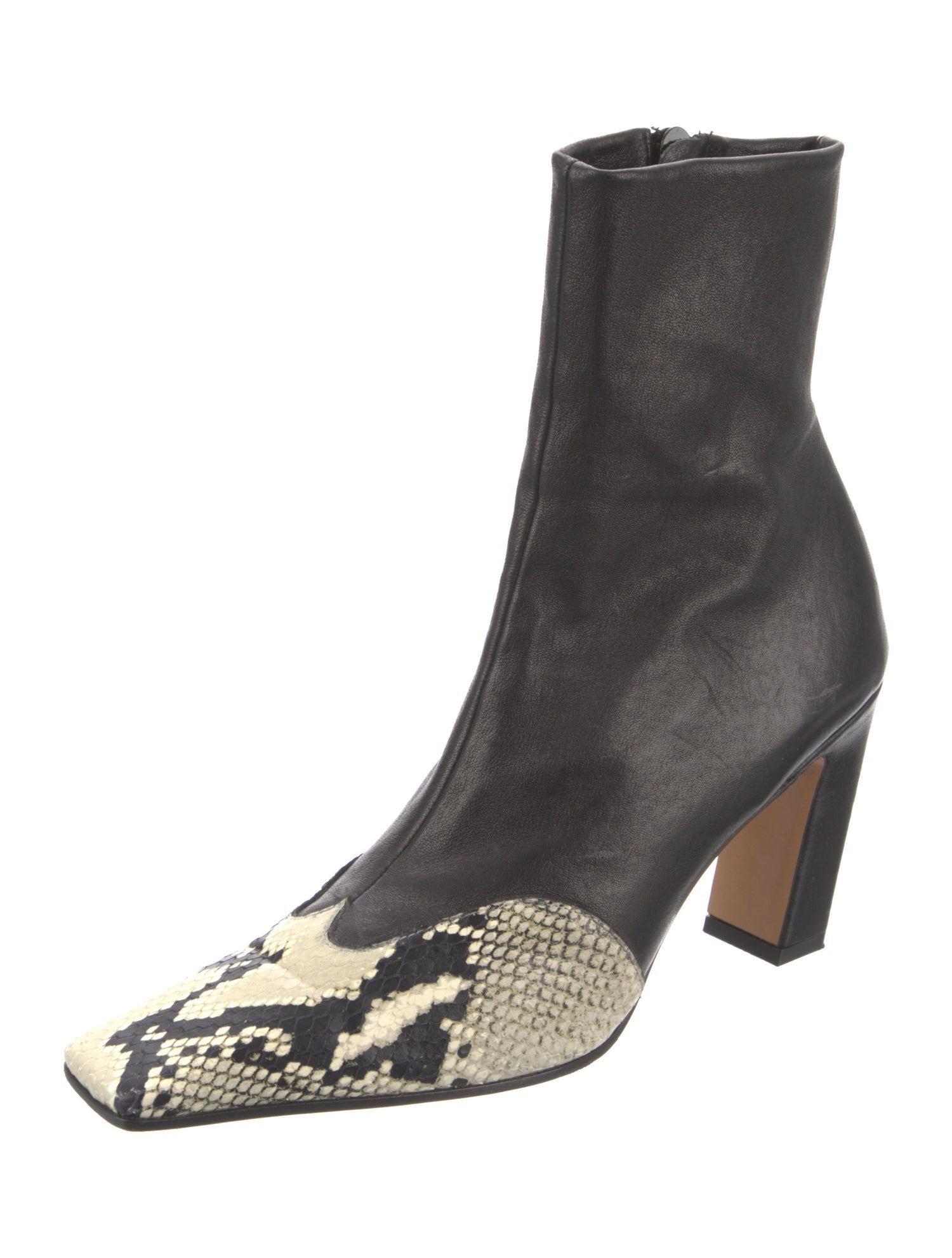 Khaite Leather Animal Print Boots