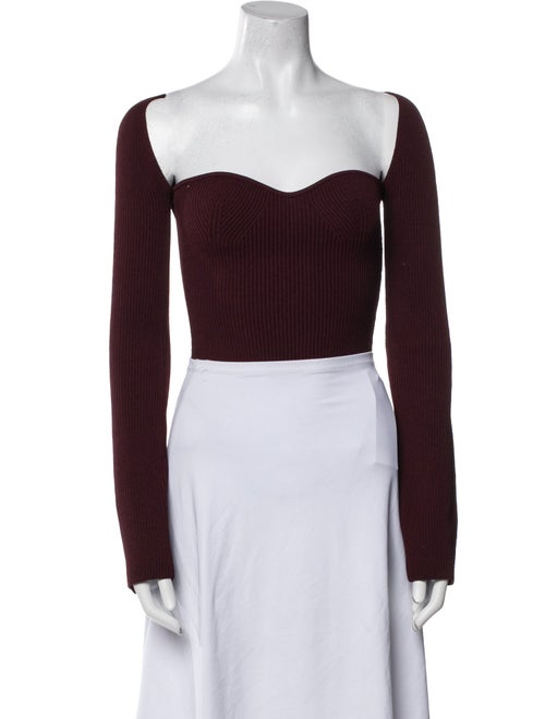 Khaite Square Neckline Long Sleeve Crop Top