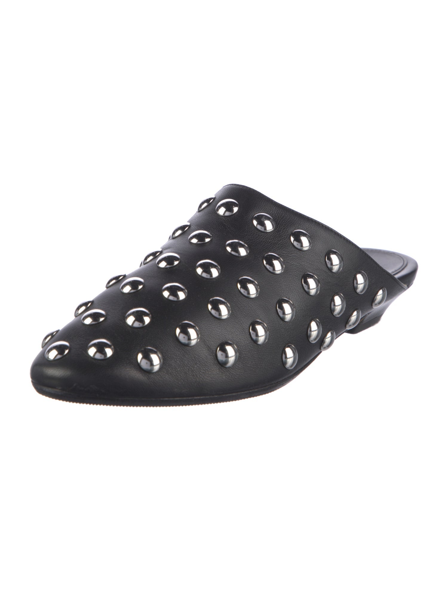 Khaite Leather Studded Accents Mules