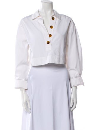 Khaite Three-Quarter Sleeve Crop Top