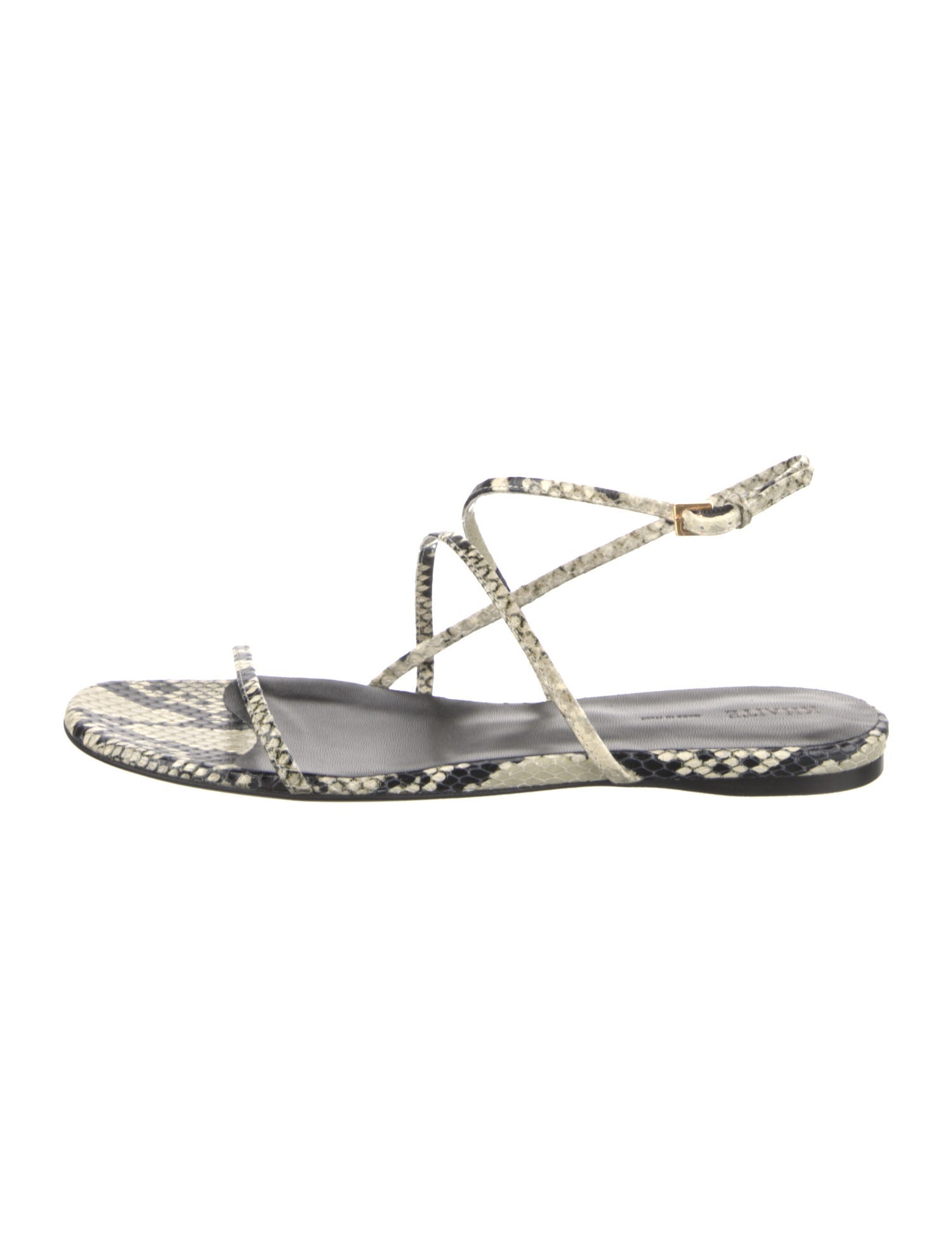 Khaite Leather Animal Print T-Strap Sandals