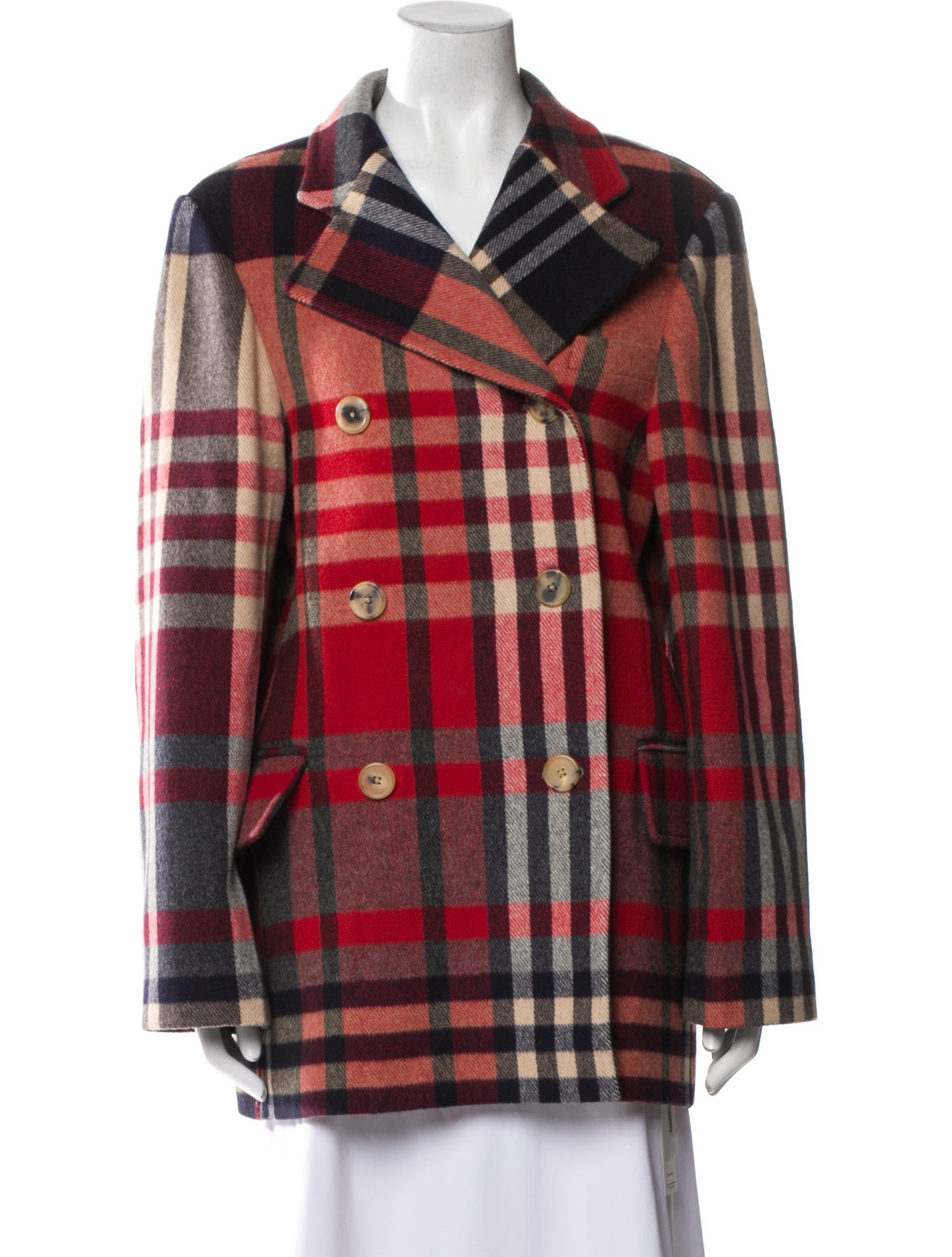Khaite Wool Plaid Print Coat