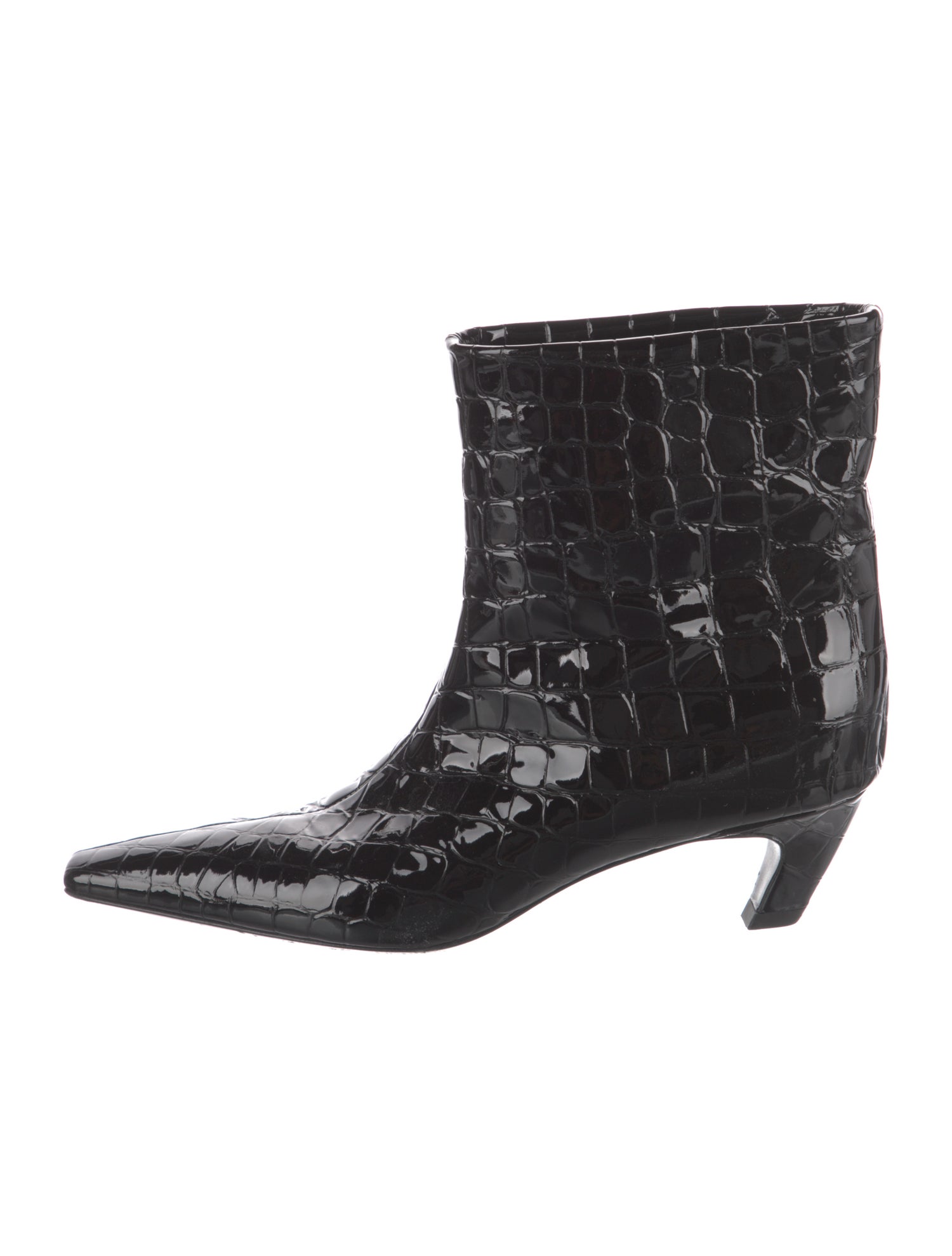 Khaite Patent Leather Animal Print Boots