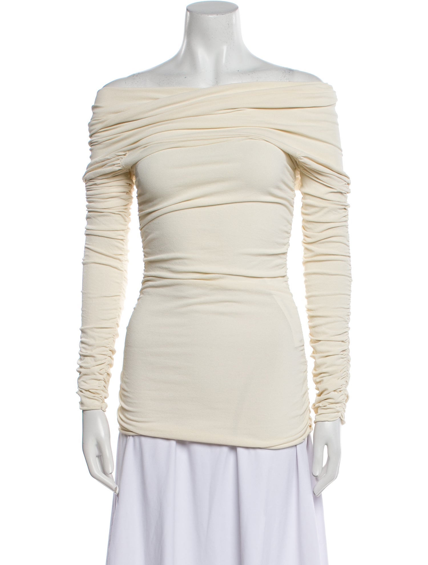 Khaite Off-The-Shoulder Long Sleeve Top