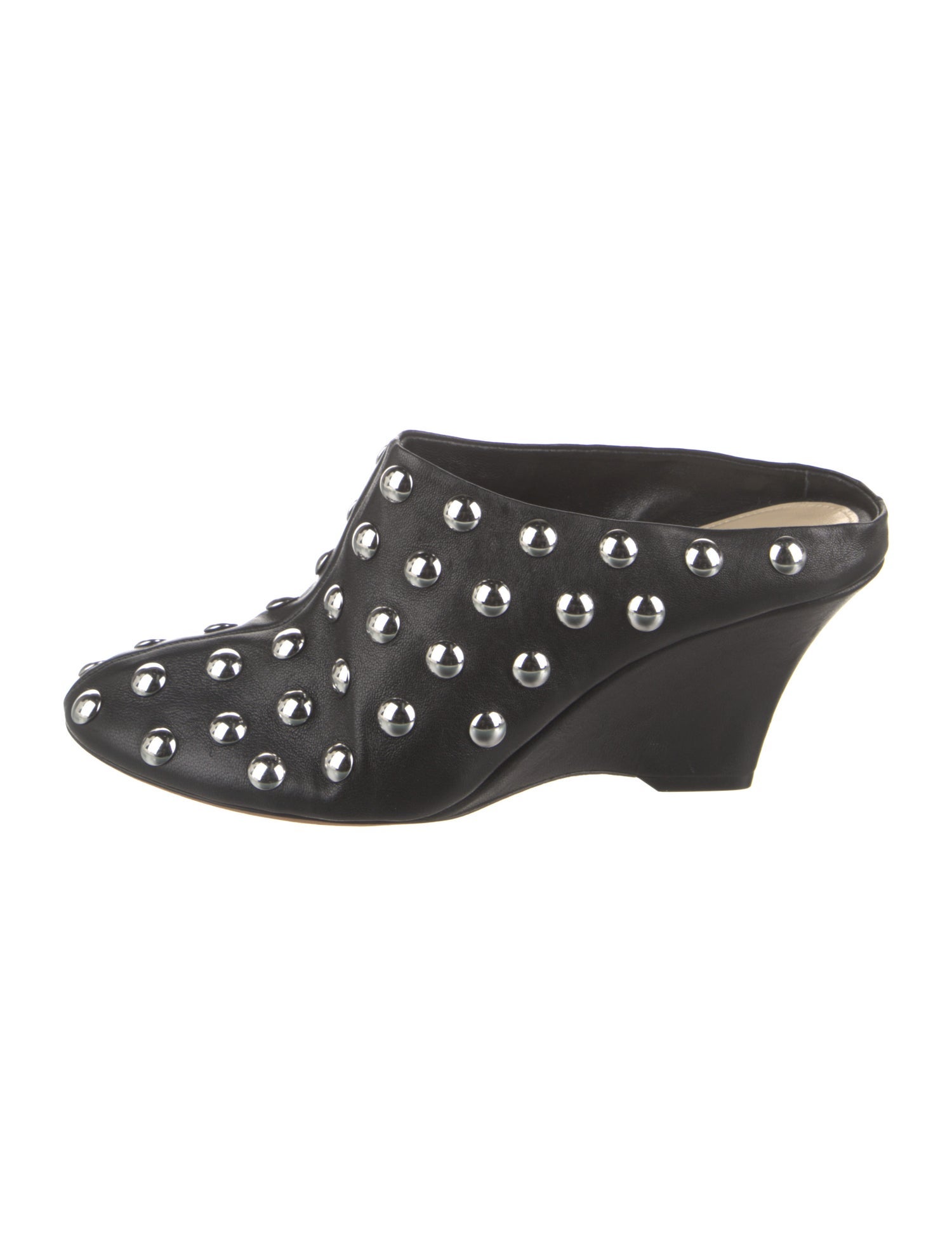 Khaite Leather Studded Accents Mules
