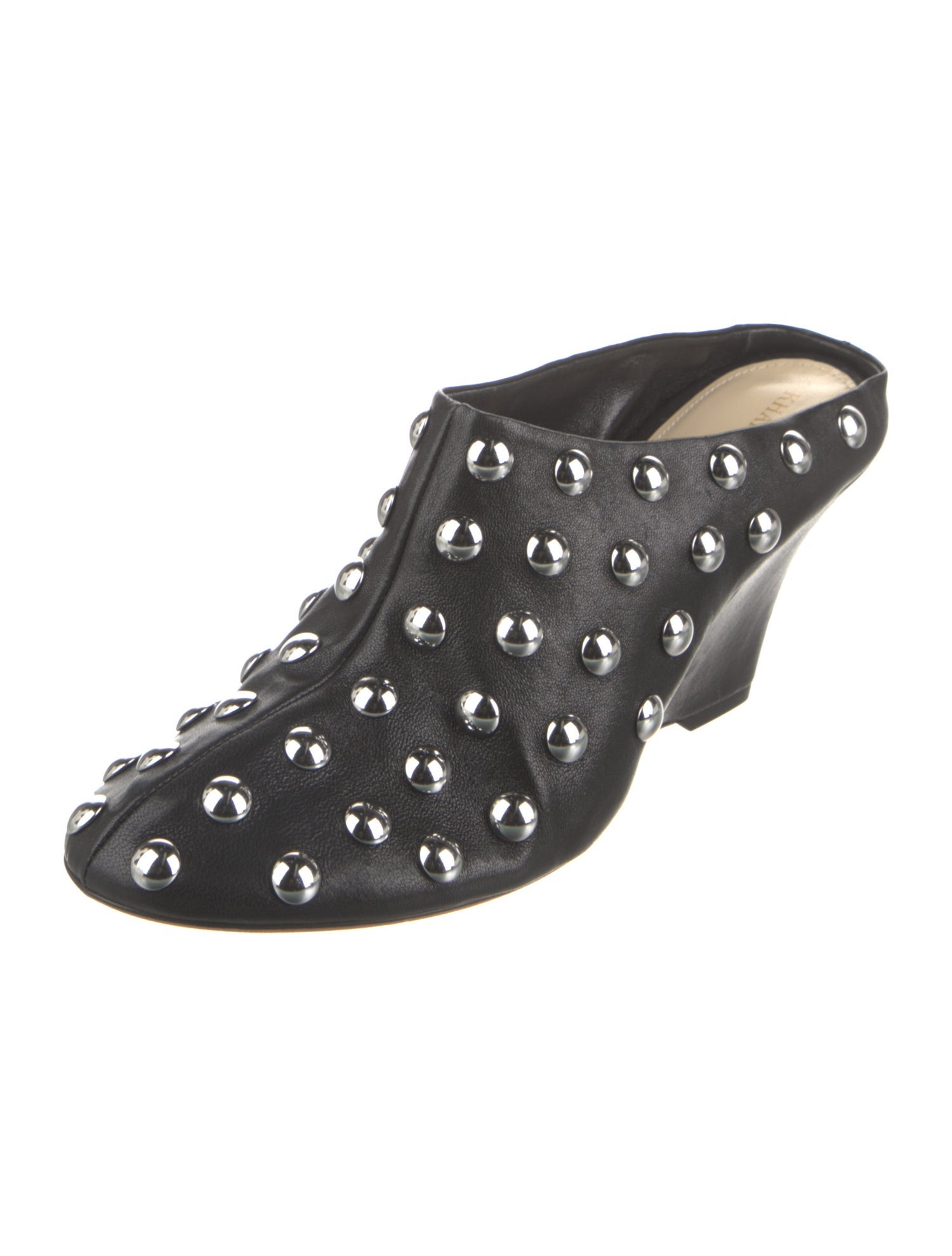Khaite Leather Studded Accents Mules