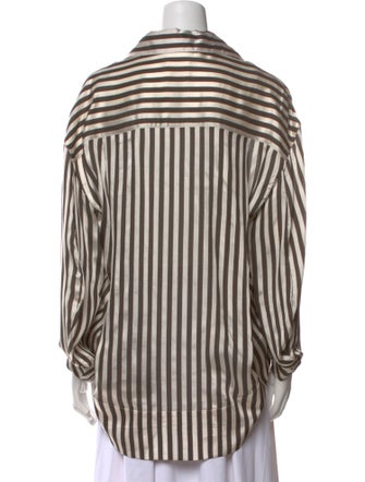 Khaite Striped Long Sleeve Button-Up Top