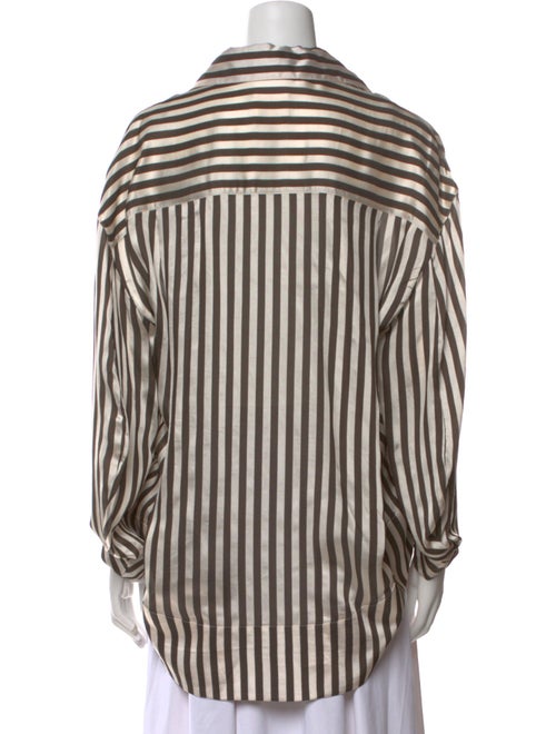 Khaite Striped Long Sleeve Button-Up Top