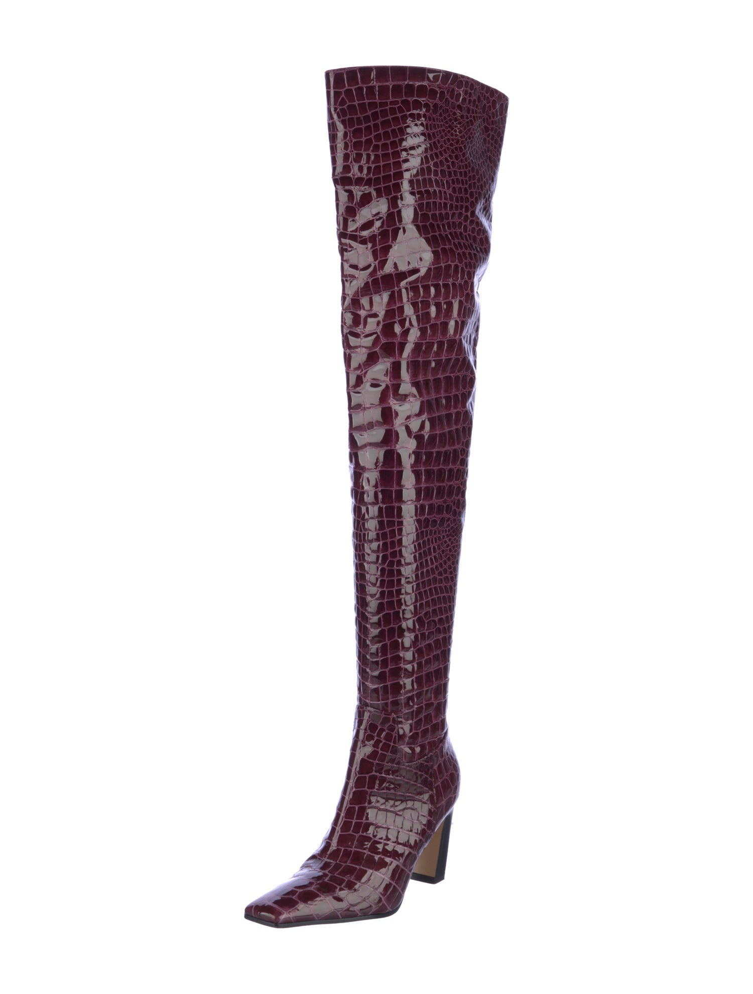 Khaite Patent Leather Animal Print Boots