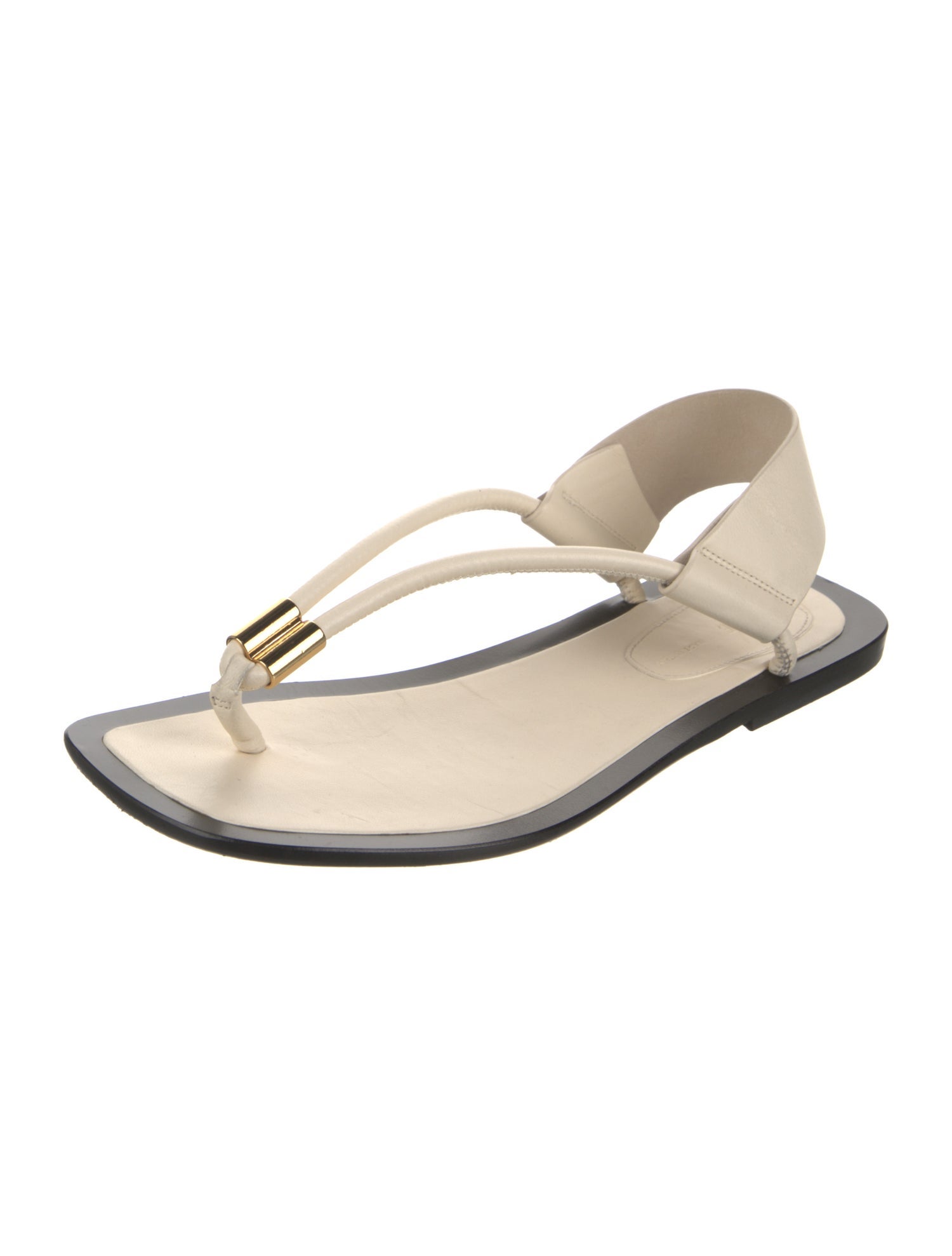 Khaite Leather Colorblock Pattern Slingback Sandals