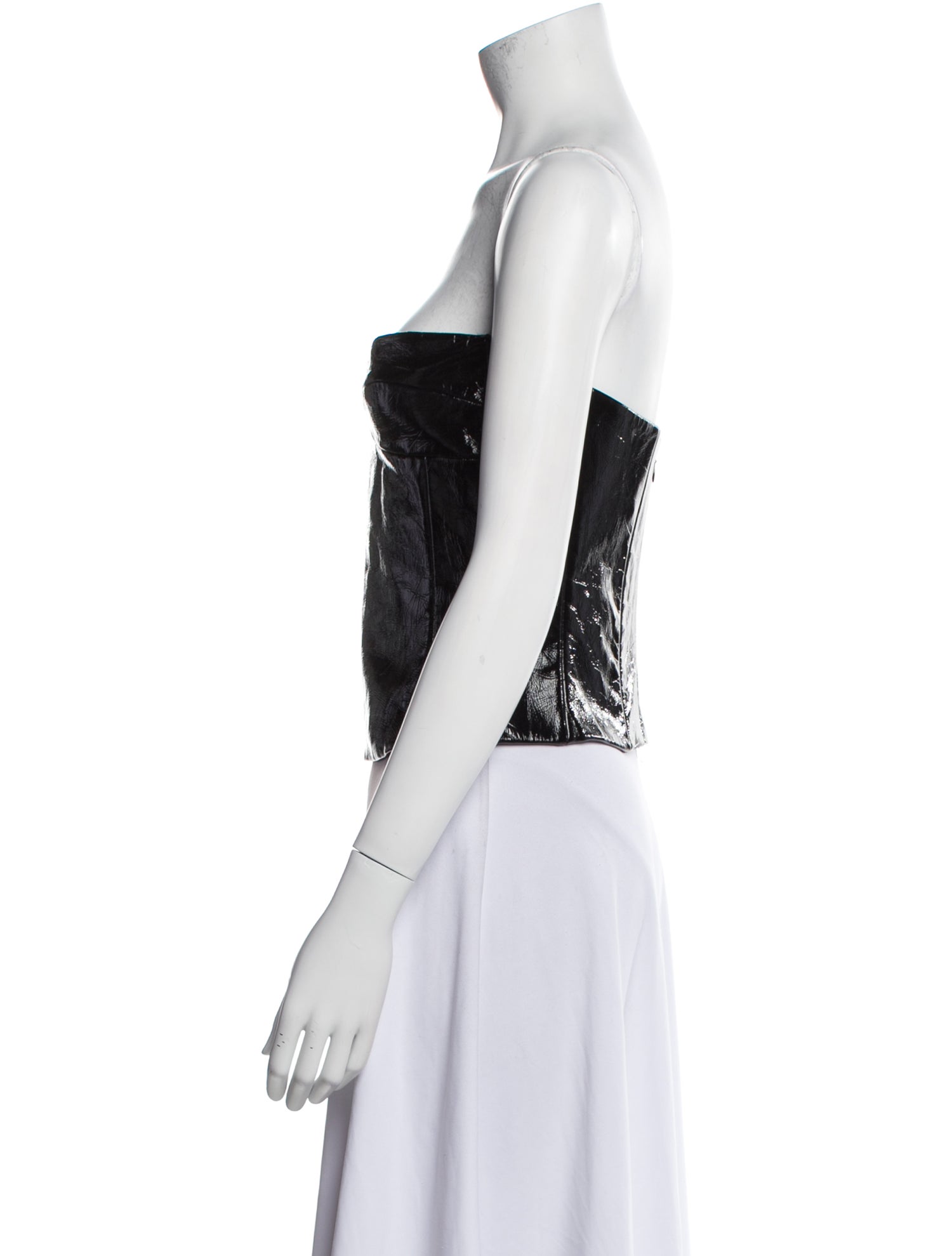 Khaite Leather Strapless Crop Top