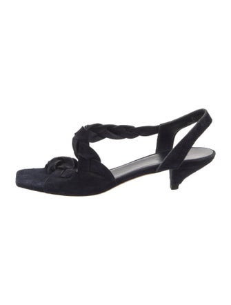 Khaite Suede Braided Accents Slingback Sandals