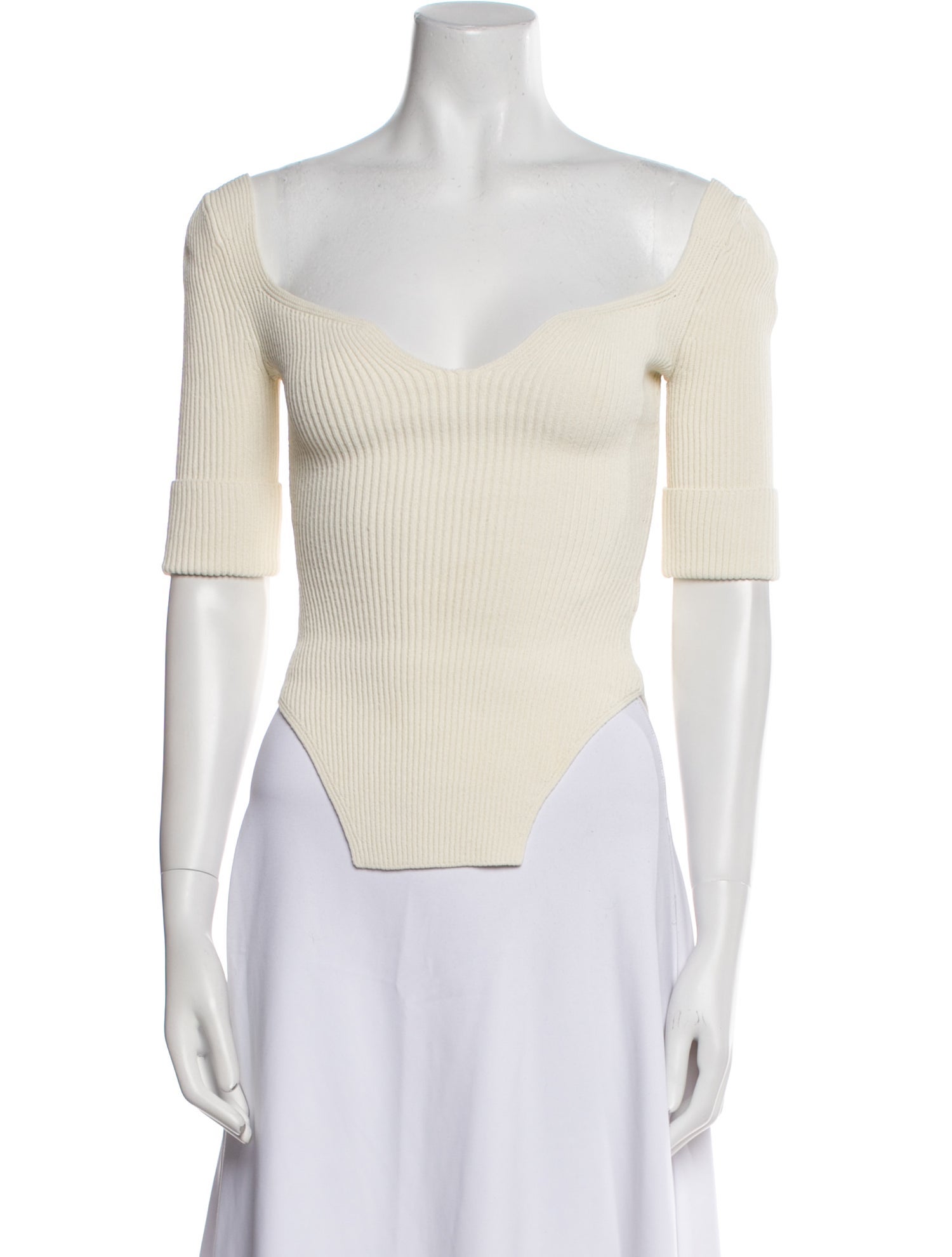 Khaite Off-The-Shoulder Short Sleeve Crop Top