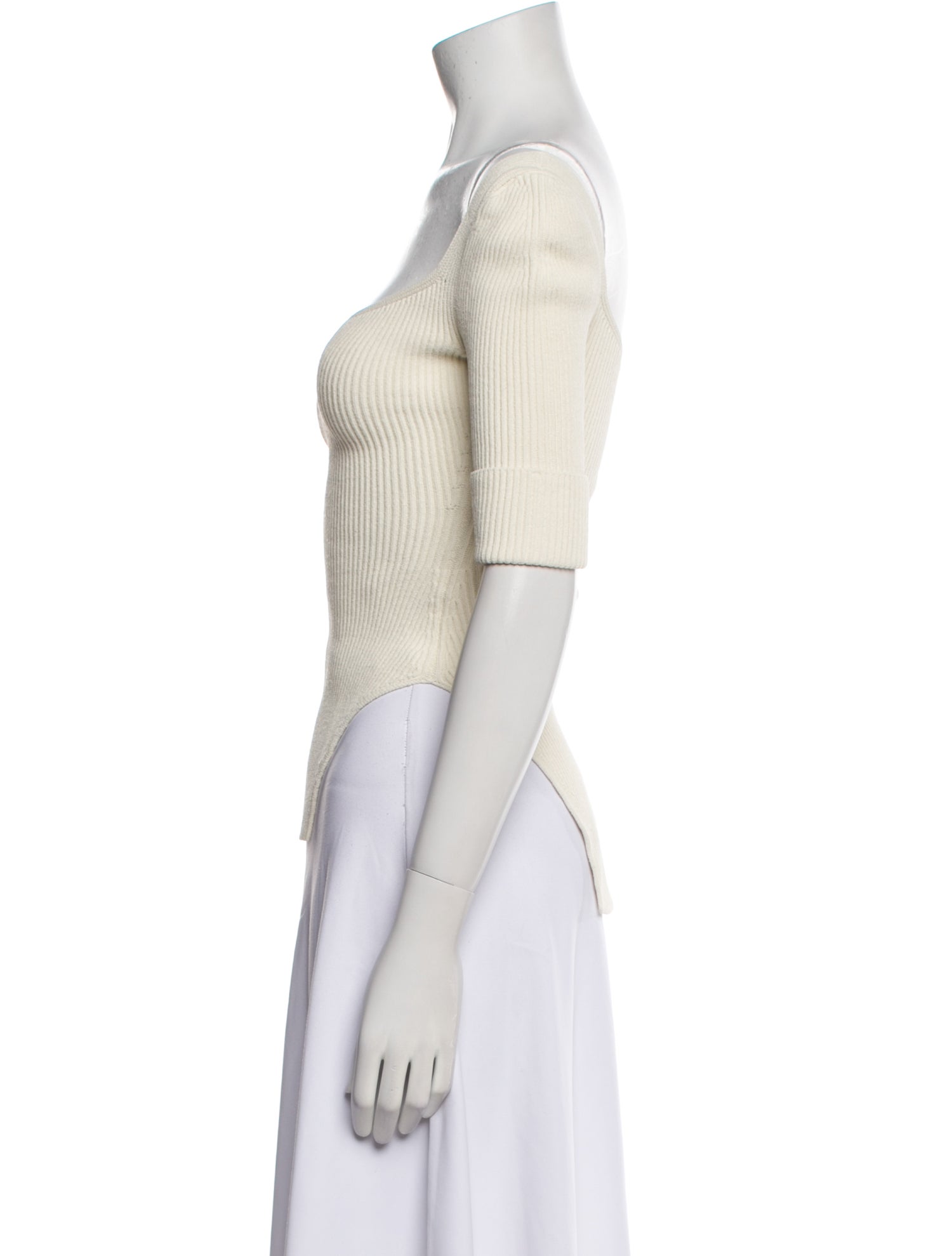 Khaite Off-The-Shoulder Short Sleeve Crop Top