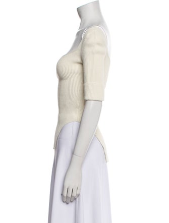 Khaite Off-The-Shoulder Short Sleeve Crop Top