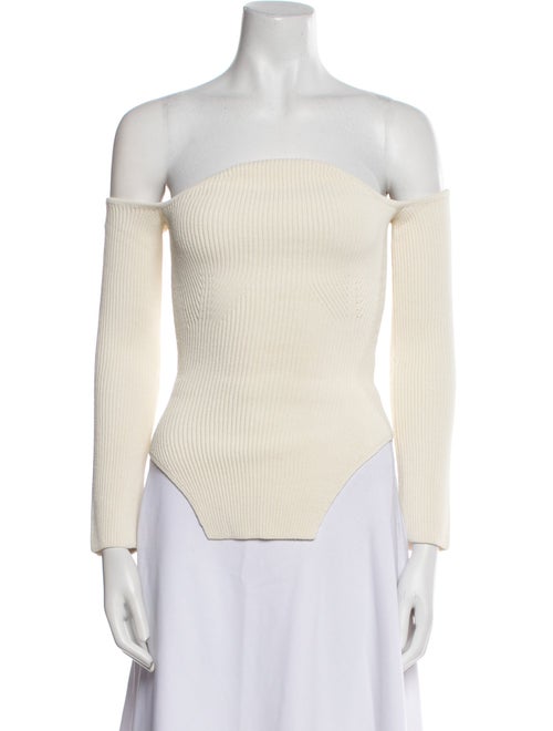 Khaite Off-The-Shoulder Long Sleeve Crop Top