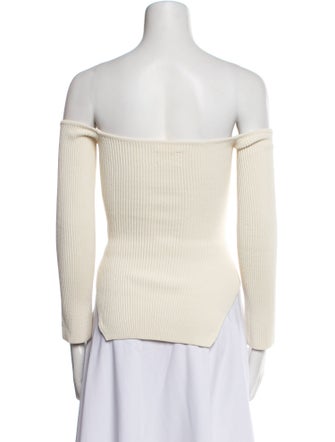 Khaite Off-The-Shoulder Long Sleeve Crop Top