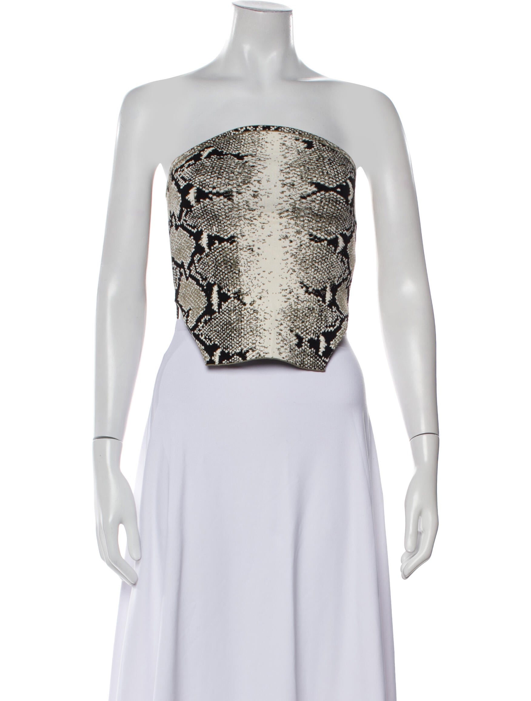 Khaite Animal Print Strapless Crop Top